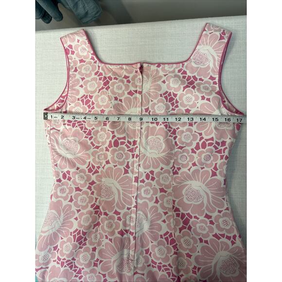 Lilly Pulitzer Pink Floral Eyelet Ribbon Trim Shift Dress Cotton Sz 4 - Picture 6 of 14